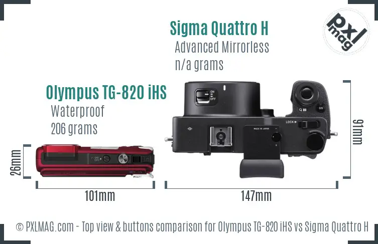 Olympus TG-820 iHS vs Sigma Quattro H top view buttons comparison