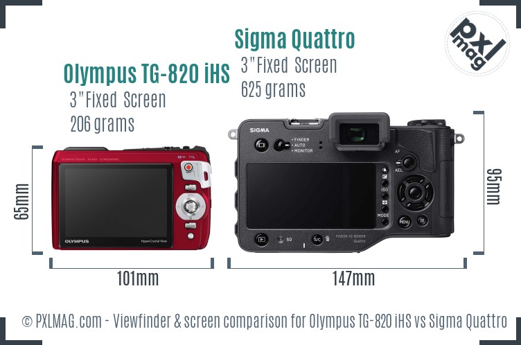 Olympus TG-820 iHS vs Sigma Quattro Screen and Viewfinder comparison