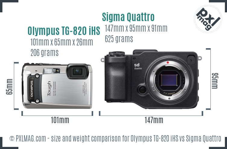 Olympus TG-820 iHS vs Sigma Quattro size comparison Olympus TG-820 iHS vs Sigma Quattro size comparison