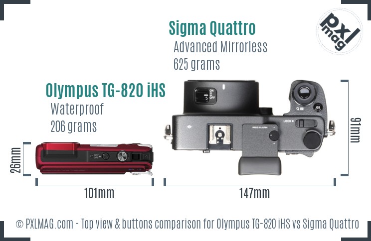 Olympus TG-820 iHS vs Sigma Quattro top view buttons comparison