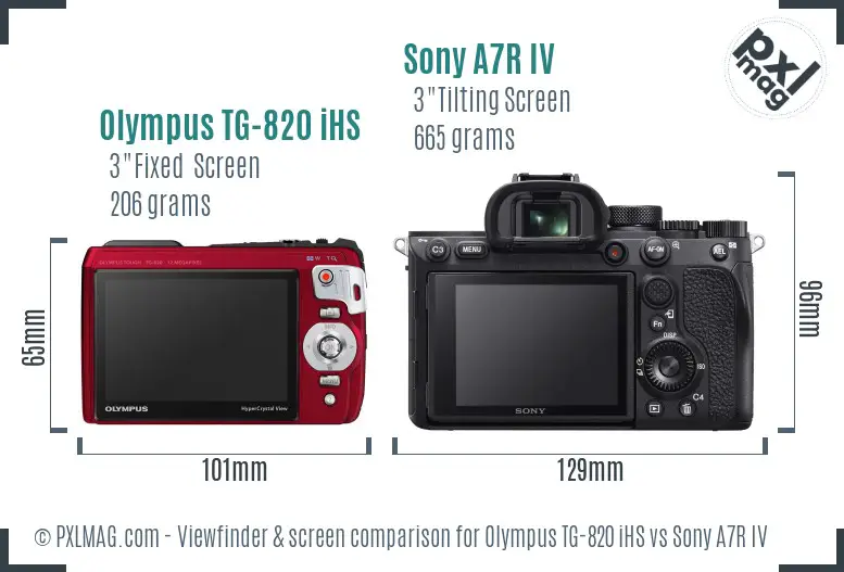 Olympus TG-820 iHS vs Sony A7R IV Screen and Viewfinder comparison