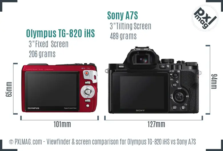 Olympus TG-820 iHS vs Sony A7S Screen and Viewfinder comparison Olympus TG-820 iHS vs Sony A7S Screen and Viewfinder comparison