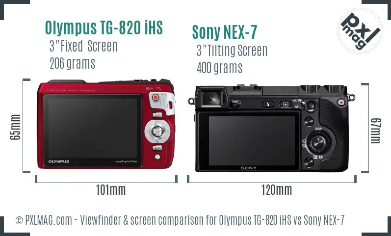 Olympus TG-820 iHS vs Sony NEX-7 Screen and Viewfinder comparison