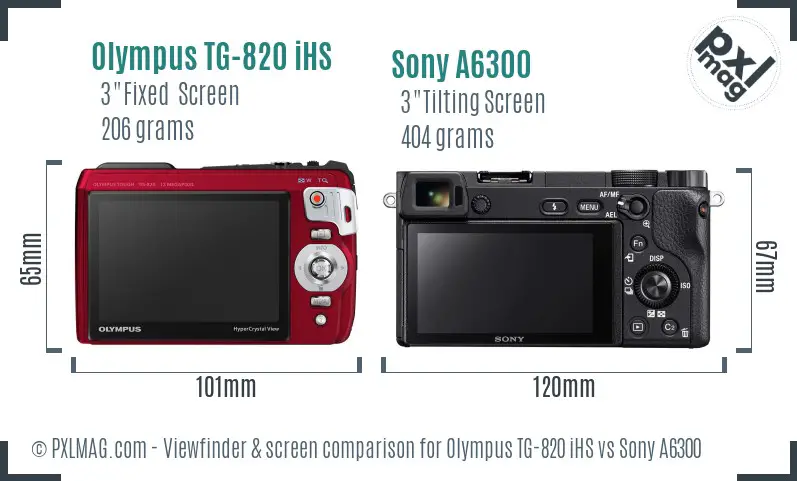 Olympus TG-820 iHS vs Sony A6300 Screen and Viewfinder comparison