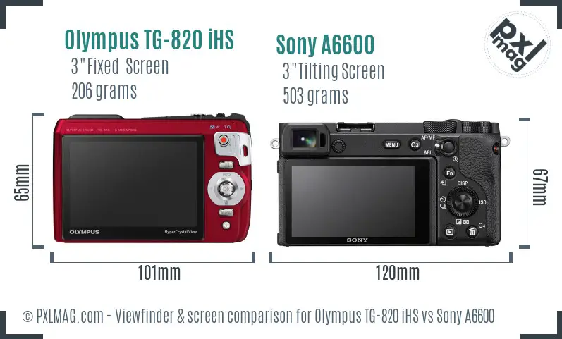 Olympus TG-820 iHS vs Sony A6600 Screen and Viewfinder comparison