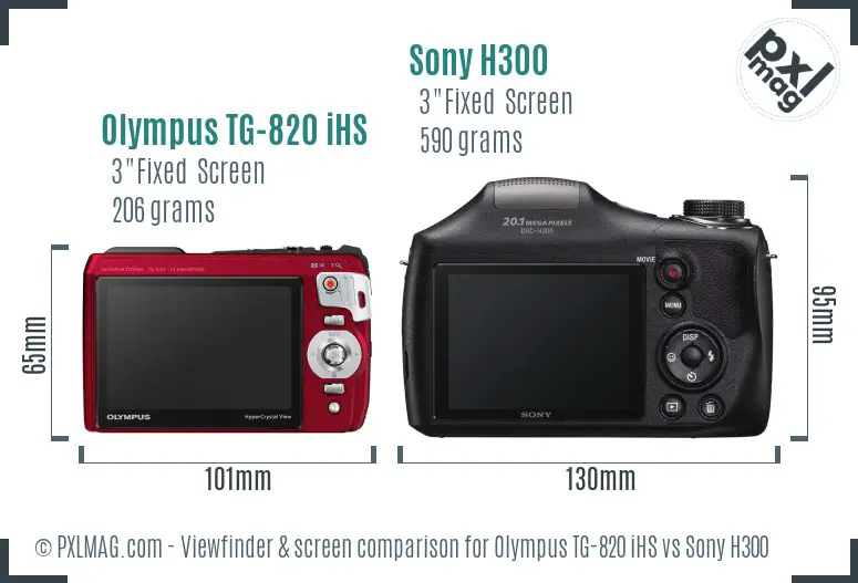Olympus TG-820 iHS vs Sony H300 Screen and Viewfinder comparison
