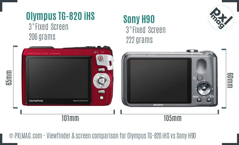 Olympus TG-820 iHS vs Sony H90 Screen and Viewfinder comparison