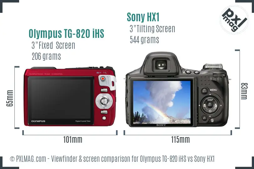 Olympus TG-820 iHS vs Sony HX1 Screen and Viewfinder comparison