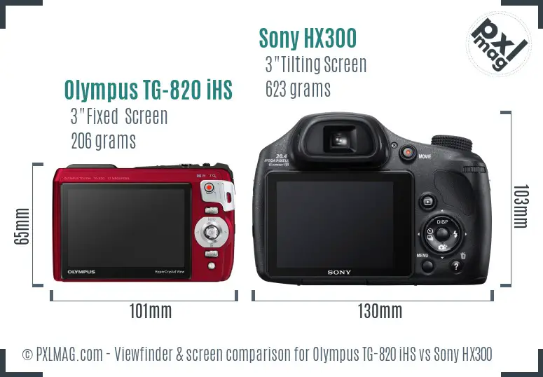 Olympus TG-820 iHS vs Sony HX300 Screen and Viewfinder comparison