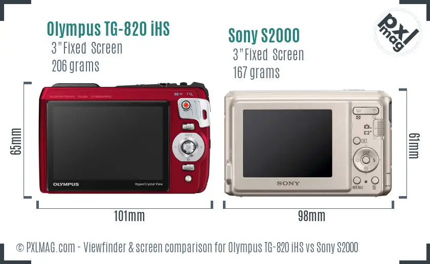 Olympus TG-820 iHS vs Sony S2000 Screen and Viewfinder comparison