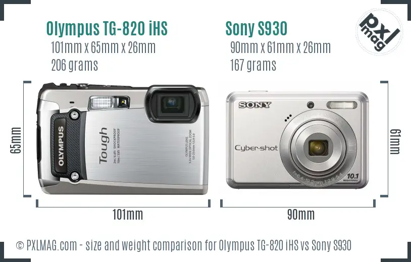 Olympus TG-820 iHS vs Sony S930 size comparison