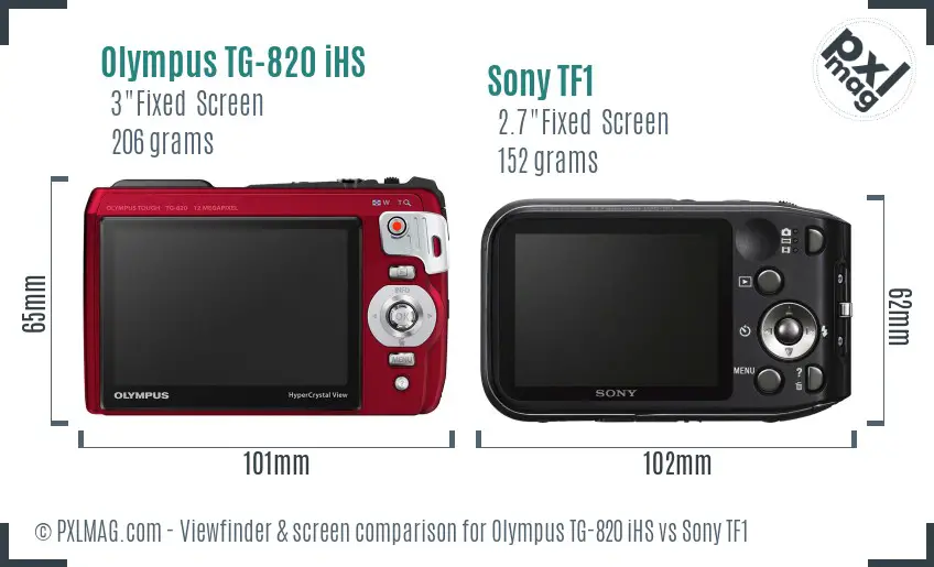 Olympus TG-820 iHS vs Sony TF1 Screen and Viewfinder comparison