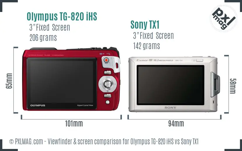 Olympus TG-820 iHS vs Sony TX1 Screen and Viewfinder comparison