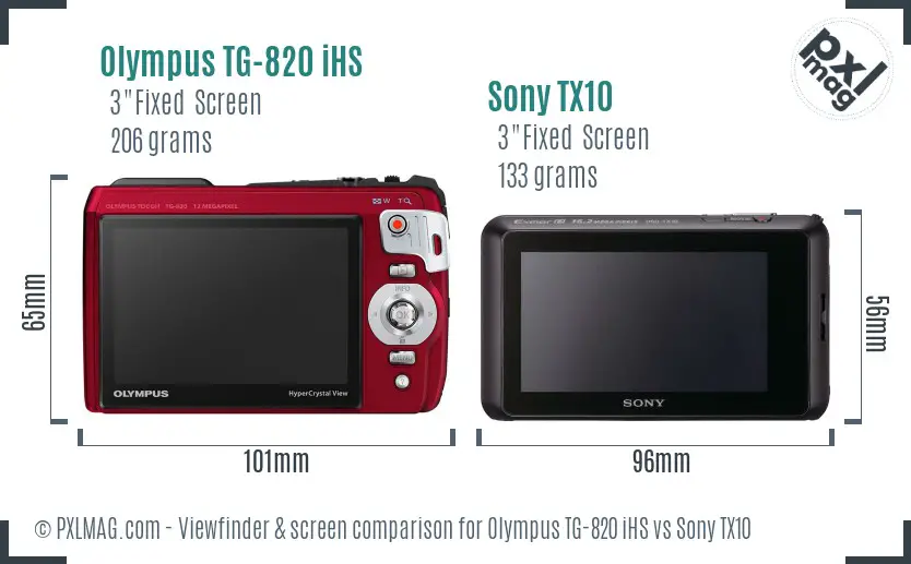 Olympus TG-820 iHS vs Sony TX10 Screen and Viewfinder comparison