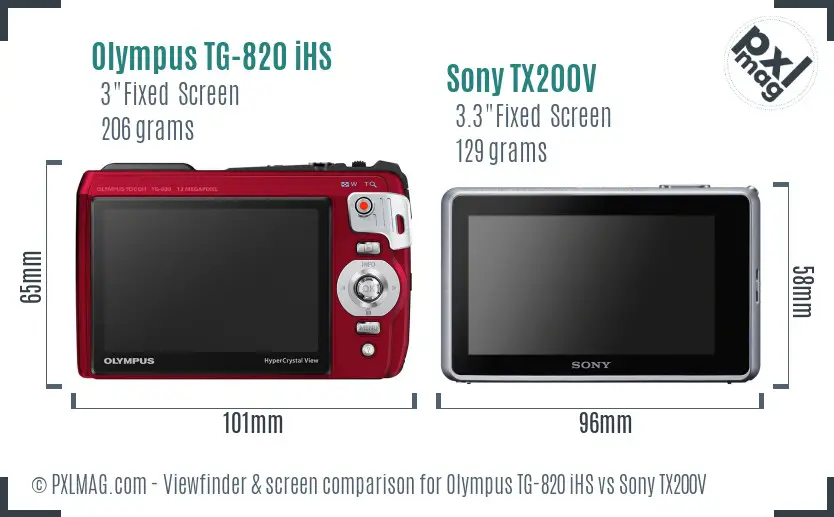 Olympus TG-820 iHS vs Sony TX200V Screen and Viewfinder comparison