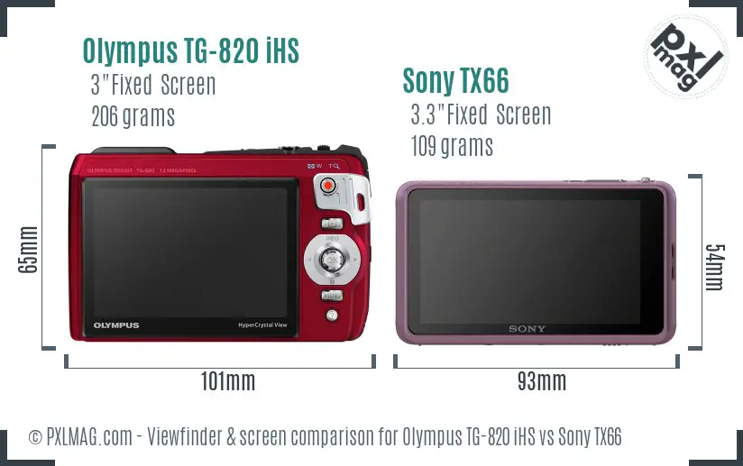 Olympus TG-820 iHS vs Sony TX66 Screen and Viewfinder comparison