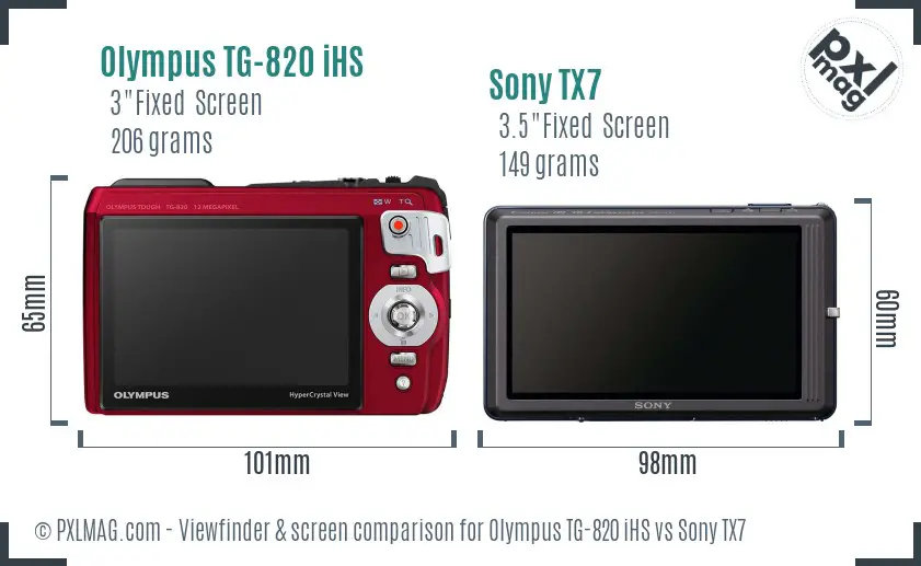 Olympus TG-820 iHS vs Sony TX7 Screen and Viewfinder comparison