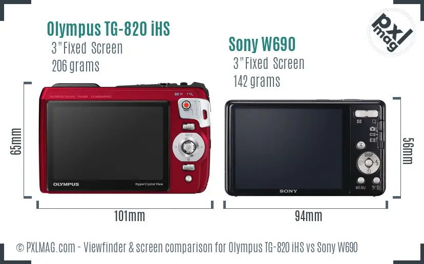 Olympus TG-820 iHS vs Sony W690 Screen and Viewfinder comparison