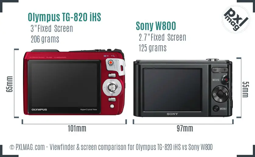 Olympus TG-820 iHS vs Sony W800 Screen and Viewfinder comparison