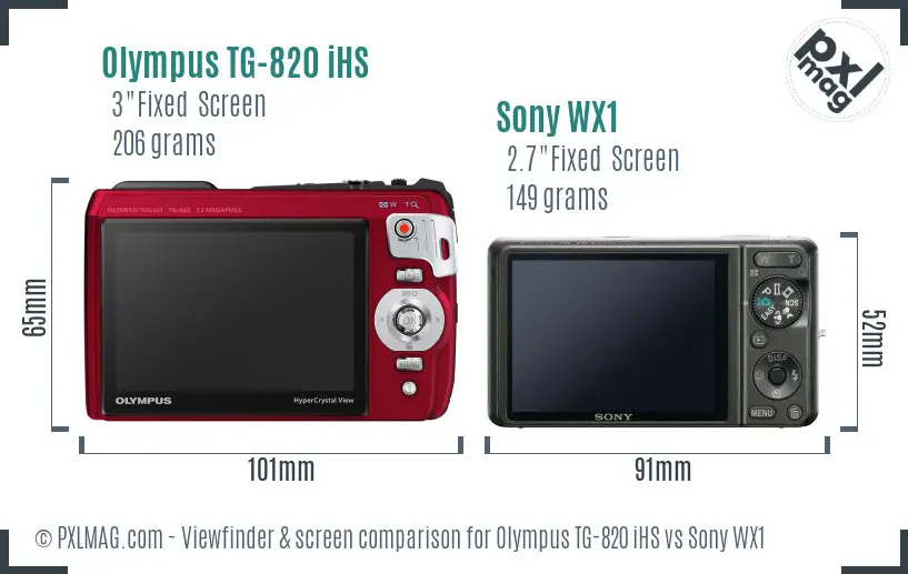 Olympus TG-820 iHS vs Sony WX1 Screen and Viewfinder comparison