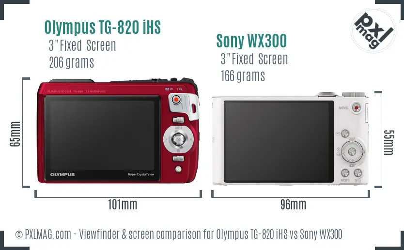 Olympus TG-820 iHS vs Sony WX300 Screen and Viewfinder comparison