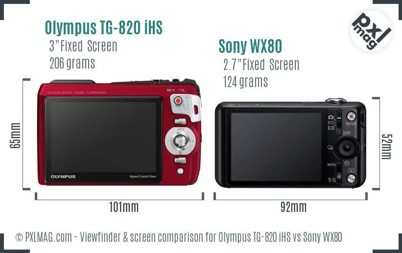 Olympus TG-820 iHS vs Sony WX80 Screen and Viewfinder comparison