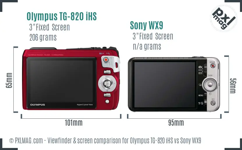 Olympus TG-820 iHS vs Sony WX9 Screen and Viewfinder comparison