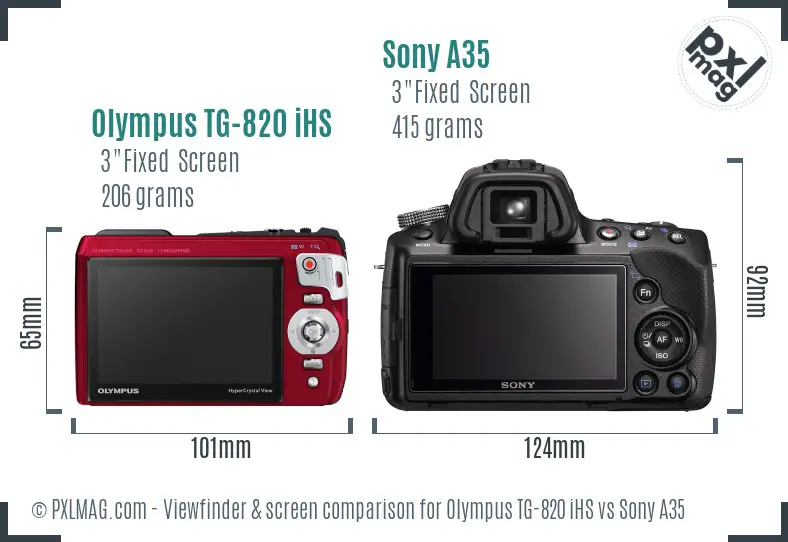 Olympus TG-820 iHS vs Sony A35 Screen and Viewfinder comparison