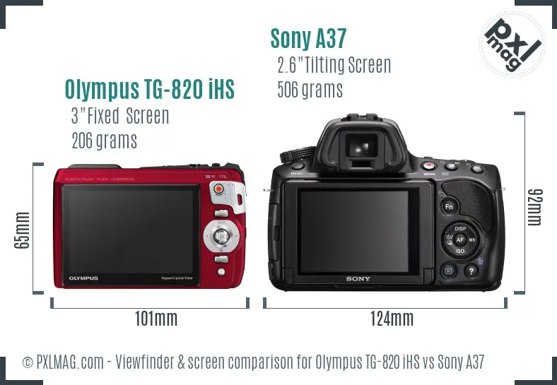 Olympus TG-820 iHS vs Sony A37 Screen and Viewfinder comparison