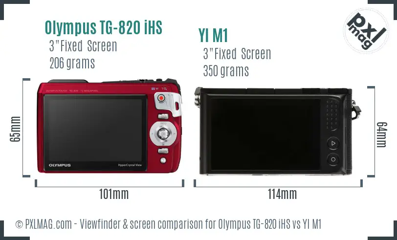 Olympus TG-820 iHS vs YI M1 Screen and Viewfinder comparison