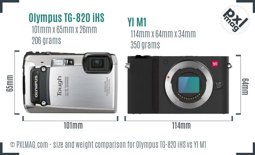 Olympus TG-820 iHS vs YI M1 size comparison