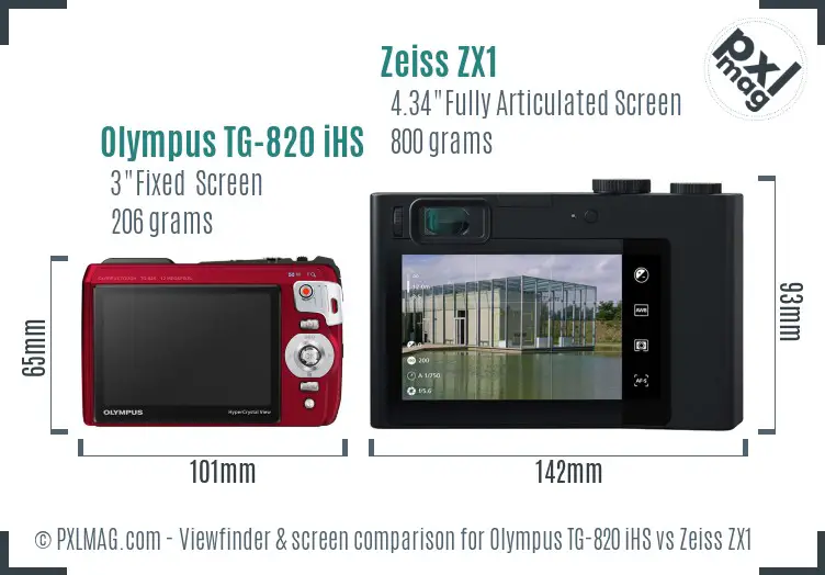 Olympus TG-820 iHS vs Zeiss ZX1 Screen and Viewfinder comparison