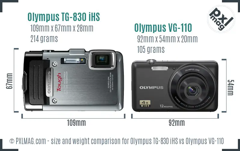 Olympus TG-830 iHS vs Olympus VG-110 size comparison