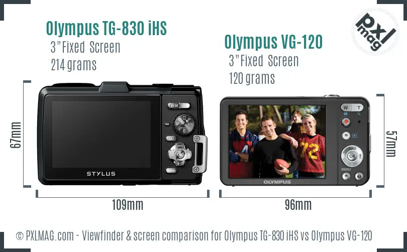 Olympus TG-830 iHS vs Olympus VG-120 Screen and Viewfinder comparison
