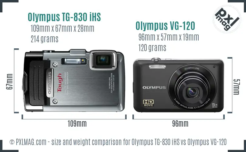 Olympus TG-830 iHS vs Olympus VG-120 size comparison