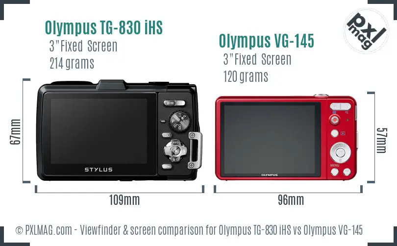 Olympus TG-830 iHS vs Olympus VG-145 Screen and Viewfinder comparison