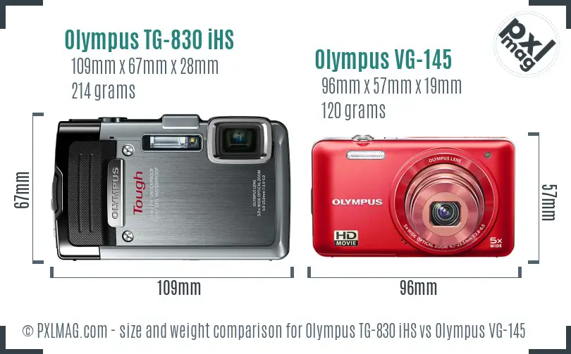Olympus TG-830 iHS vs Olympus VG-145 size comparison
