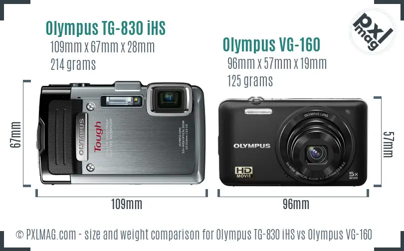 Olympus TG-830 iHS vs Olympus VG-160 size comparison