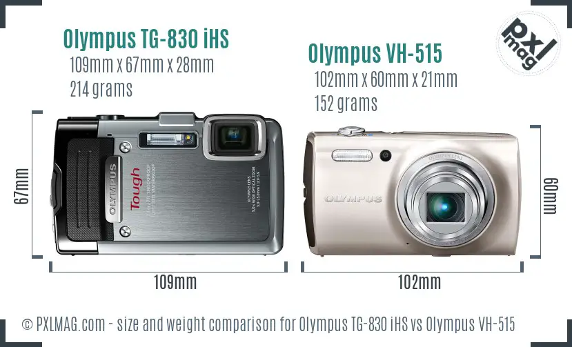 Olympus TG-830 iHS vs Olympus VH-515 size comparison