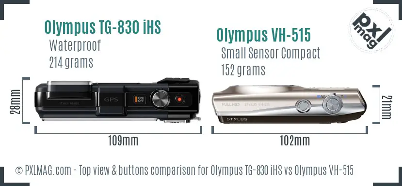 Olympus TG-830 iHS vs Olympus VH-515 top view buttons comparison