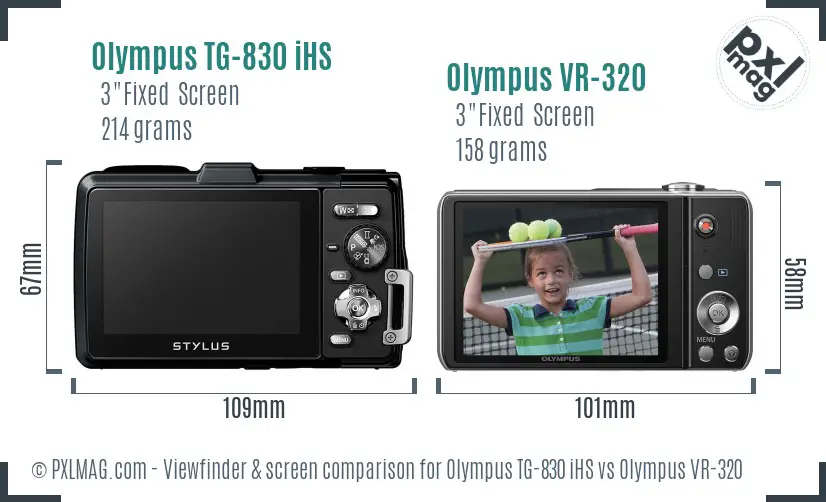 Olympus TG-830 iHS vs Olympus VR-320 Screen and Viewfinder comparison