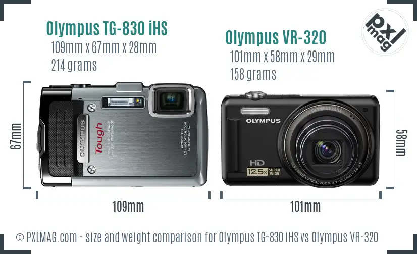 Olympus TG-830 iHS vs Olympus VR-320 size comparison