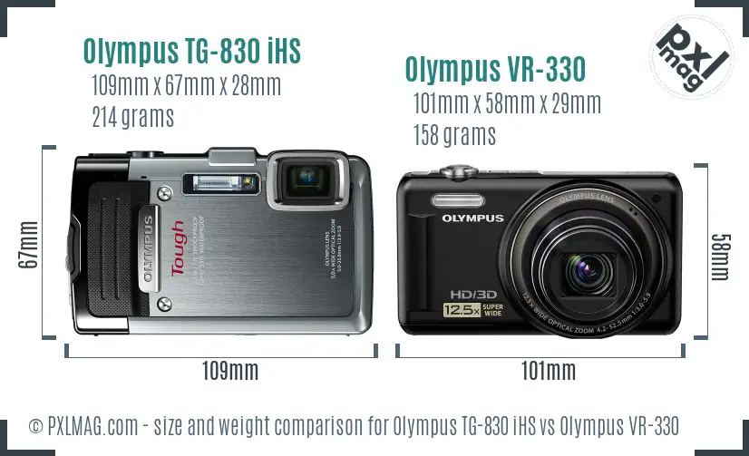 Olympus TG-830 iHS vs Olympus VR-330 size comparison