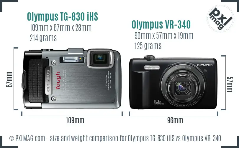 Olympus TG-830 iHS vs Olympus VR-340 size comparison
