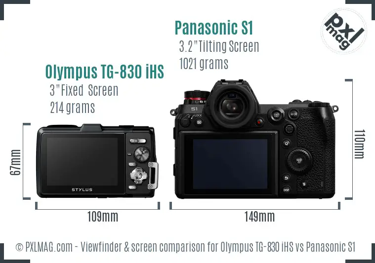 Olympus TG-830 iHS vs Panasonic S1 Screen and Viewfinder comparison