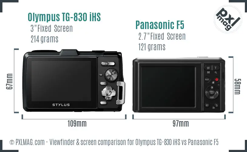 Olympus TG-830 iHS vs Panasonic F5 Screen and Viewfinder comparison