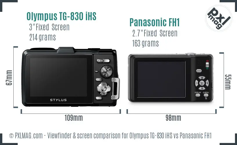Olympus TG-830 iHS vs Panasonic FH1 Screen and Viewfinder comparison
