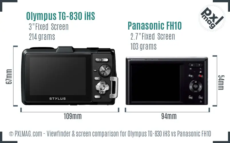 Olympus TG-830 iHS vs Panasonic FH10 Screen and Viewfinder comparison