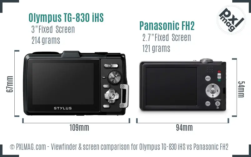 Olympus TG-830 iHS vs Panasonic FH2 Screen and Viewfinder comparison