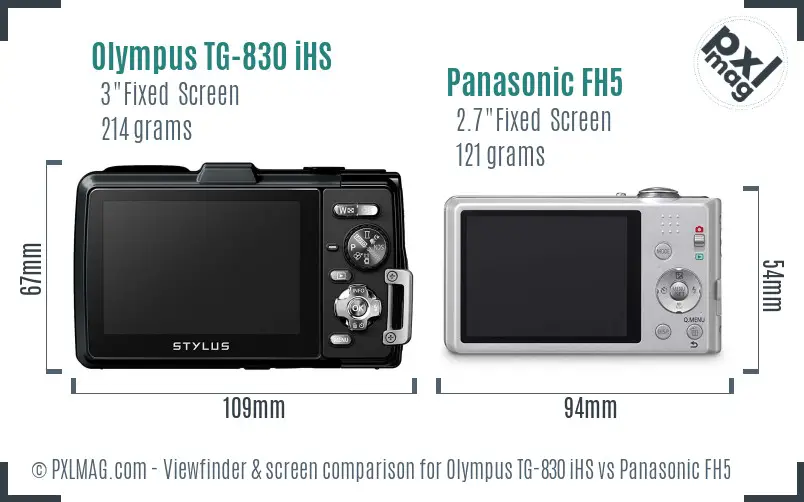 Olympus TG-830 iHS vs Panasonic FH5 Screen and Viewfinder comparison